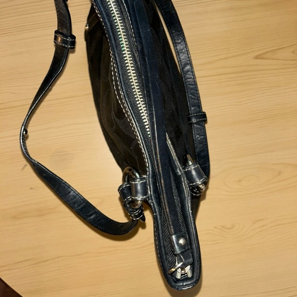 Coach Black Tote Bag with Signature Monogram and Leather Trim - Picture 11 of 13